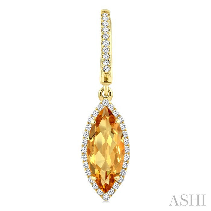 Evoque Gemstone Marquise Shape & Halo Diamond Earrings