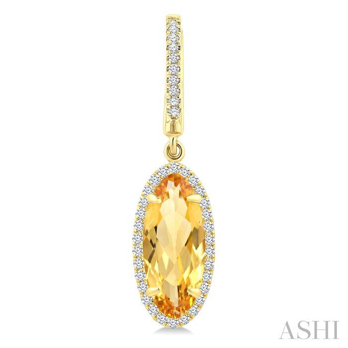 Evoque Gemstone Oval Shape & Halo Diamond Earrings