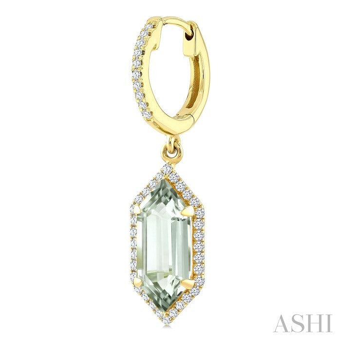 Evoque Gemstone Hexagon Shape & Halo Diamond Earrings