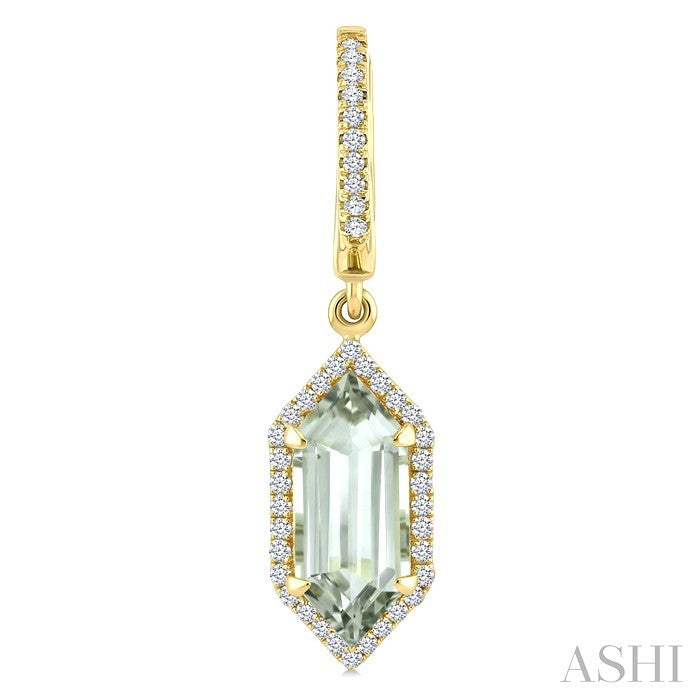 Evoque Gemstone Hexagon Shape & Halo Diamond Earrings