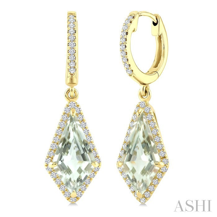 Evoque Gemstone Kite Shape & Halo Diamond Earrings