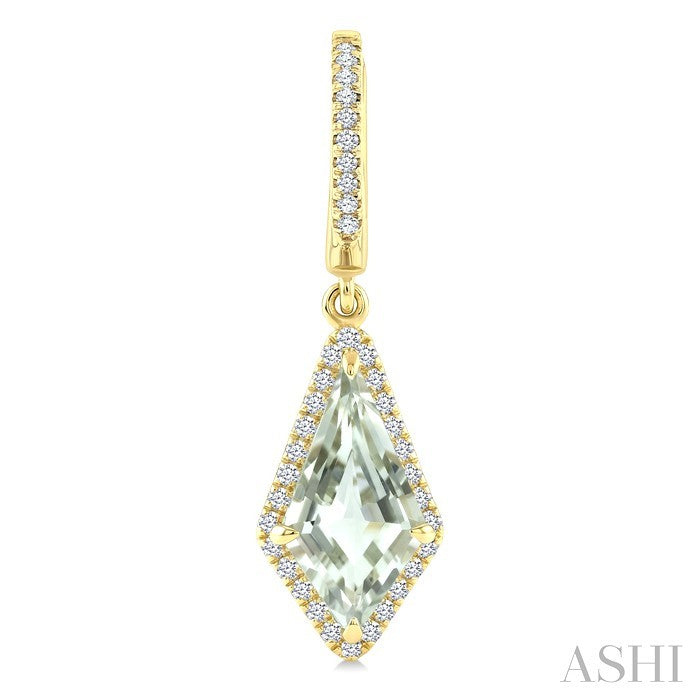 Evoque Gemstone Kite Shape & Halo Diamond Earrings
