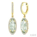 Evoque Gemstone Oval Shape & Halo Diamond Earrings
