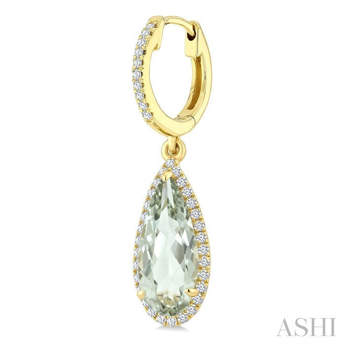 Evoque Gemstone Pear Shape & Halo Diamond Earrings