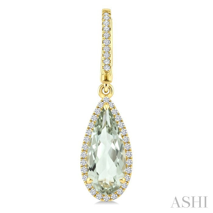 Evoque Gemstone Pear Shape & Halo Diamond Earrings