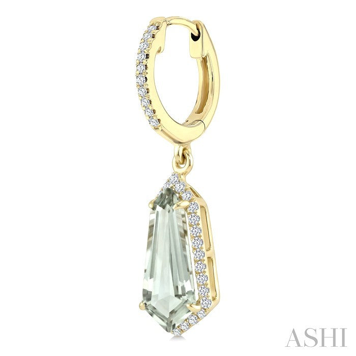 Evoque Gemstone Shield Shape & Halo Diamond Earrings