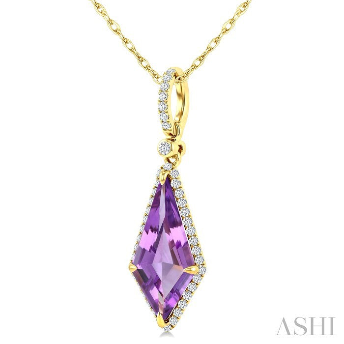 Evoque Gemstone Kite Shape & Halo Diamond Pendant
