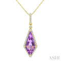 Evoque Gemstone Kite Shape & Halo Diamond Pendant