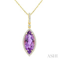 Evoque Gemstone Marquise Shape & Halo Diamond Pendant