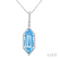 Evoque Gemstone Hexagon Shape & Halo Diamond Pendant