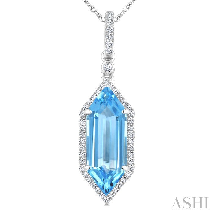 Evoque Gemstone Hexagon Shape & Halo Diamond Pendant