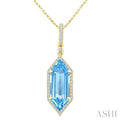 Evoque Gemstone Hexagon Shape & Halo Diamond Pendant