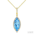 Evoque Gemstone Marquise Shape & Halo Diamond Pendant