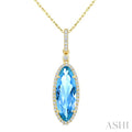 Evoque Gemstone Oval Shape & Halo Diamond Pendant