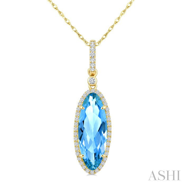 Evoque Gemstone Oval Shape & Halo Diamond Pendant