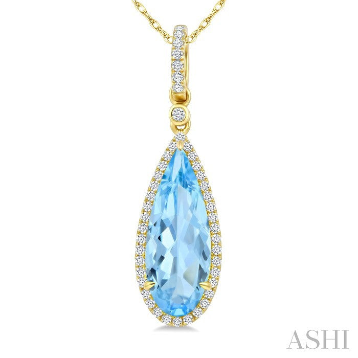 Evoque Gemstone Pear Shape & Halo Diamond Pendant