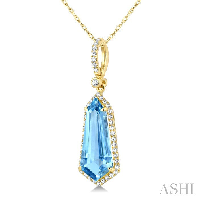 Evoque Gemstone Shield Shape & Halo Diamond Pendant