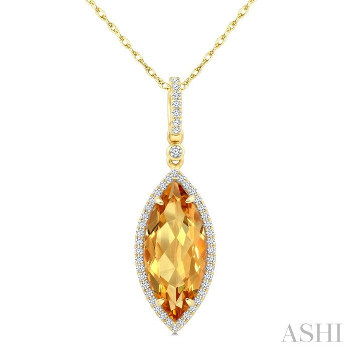 Evoque Gemstone Marquise Shape & Halo Diamond Pendant