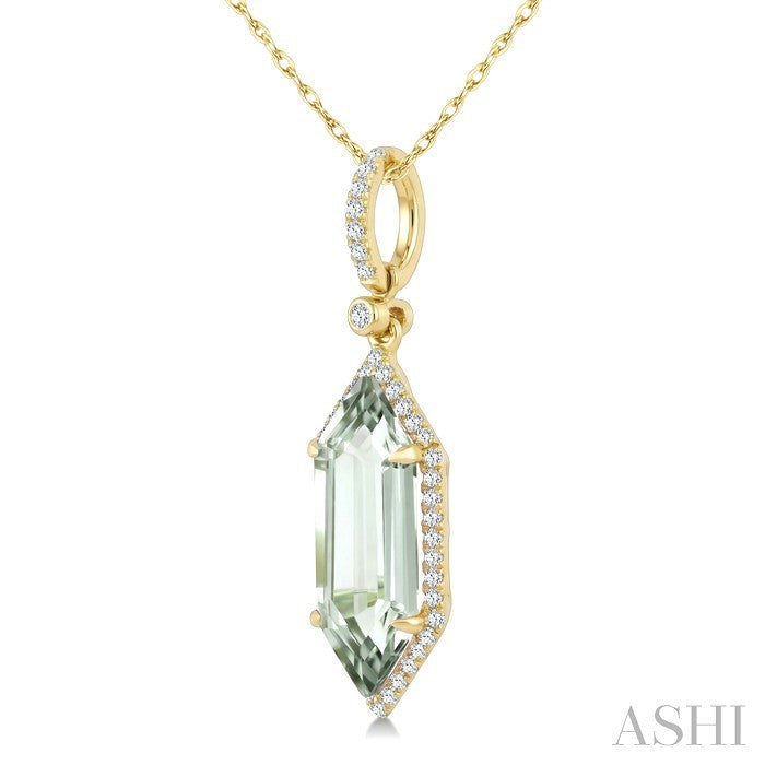 Evoque Gemstone Hexagon Shape & Halo Diamond Pendant