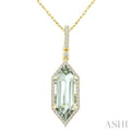 Evoque Gemstone Hexagon Shape & Halo Diamond Pendant