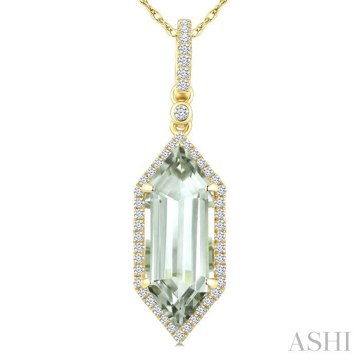Evoque Gemstone Hexagon Shape & Halo Diamond Pendant