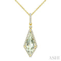 Evoque Gemstone Kite Shape & Halo Diamond Pendant