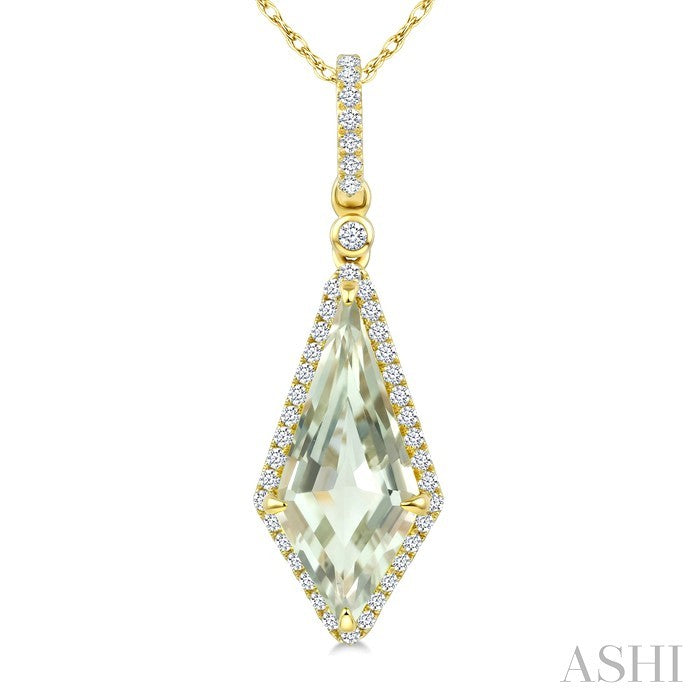 Evoque Gemstone Kite Shape & Halo Diamond Pendant