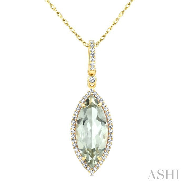 Evoque Gemstone Marquise Shape & Halo Diamond Pendant