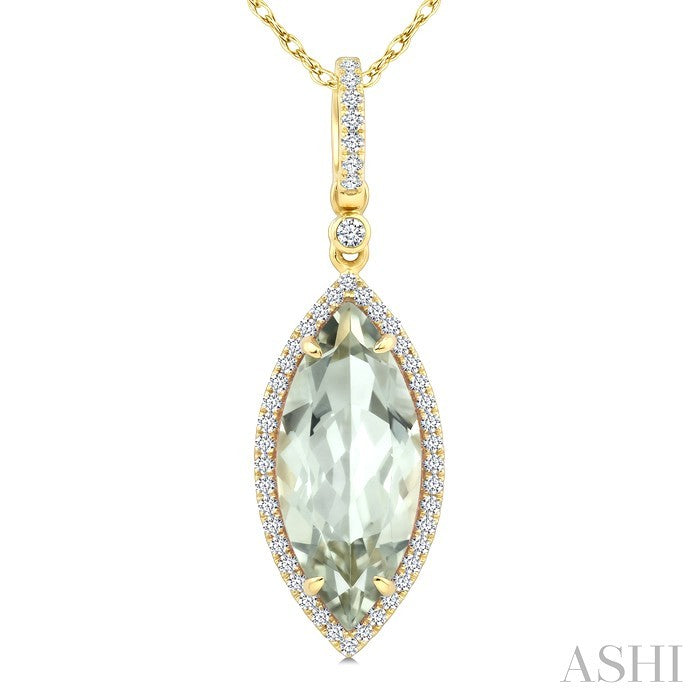 Evoque Gemstone Marquise Shape & Halo Diamond Pendant