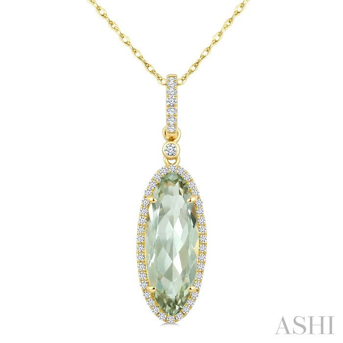 Evoque Gemstone Oval Shape & Halo Diamond Pendant