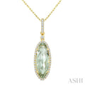 Evoque Gemstone Oval Shape & Halo Diamond Pendant