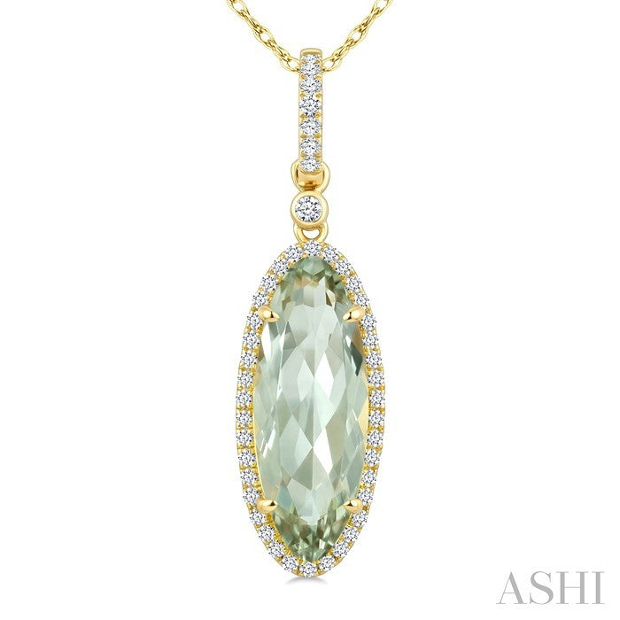 Evoque Gemstone Oval Shape & Halo Diamond Pendant