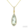 Evoque Gemstone Pear Shape & Halo Diamond Pendant