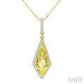 Evoque Gemstone Kite Shape & Halo Diamond Pendant