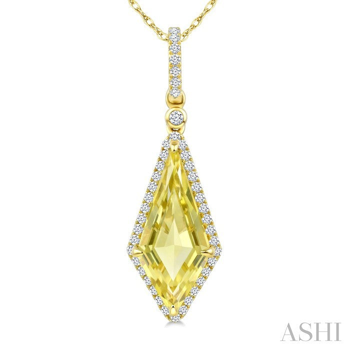 Evoque Gemstone Kite Shape & Halo Diamond Pendant