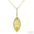 Evoque Gemstone Marquise Shape & Halo Diamond Pendant