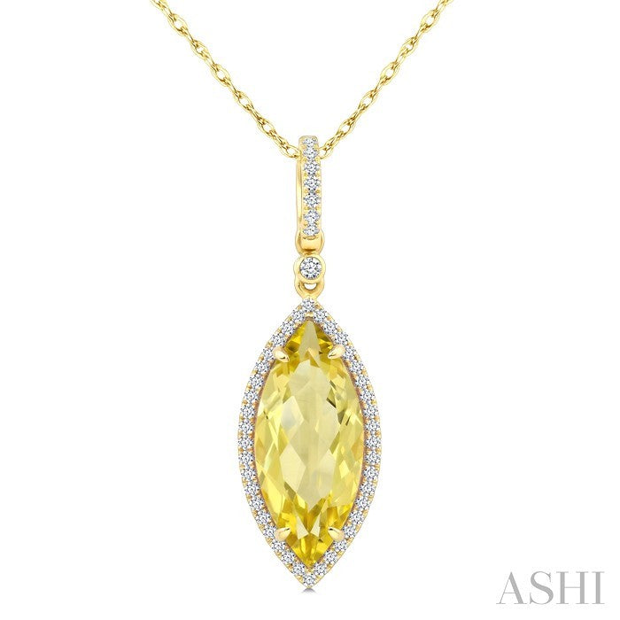Evoque Gemstone Marquise Shape & Halo Diamond Pendant