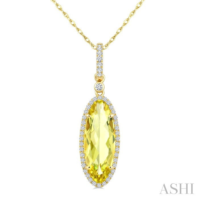 Evoque Gemstone Oval Shape & Halo Diamond Pendant