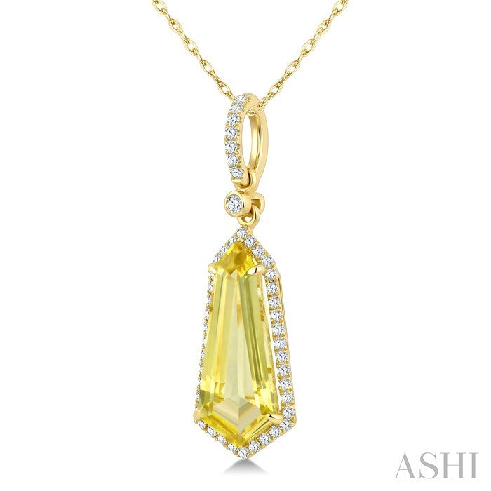 Evoque Gemstone Shield Shape & Halo Diamond Pendant
