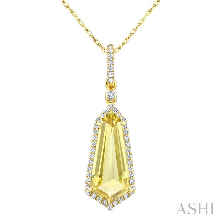 Evoque Gemstone Shield Shape & Halo Diamond Pendant