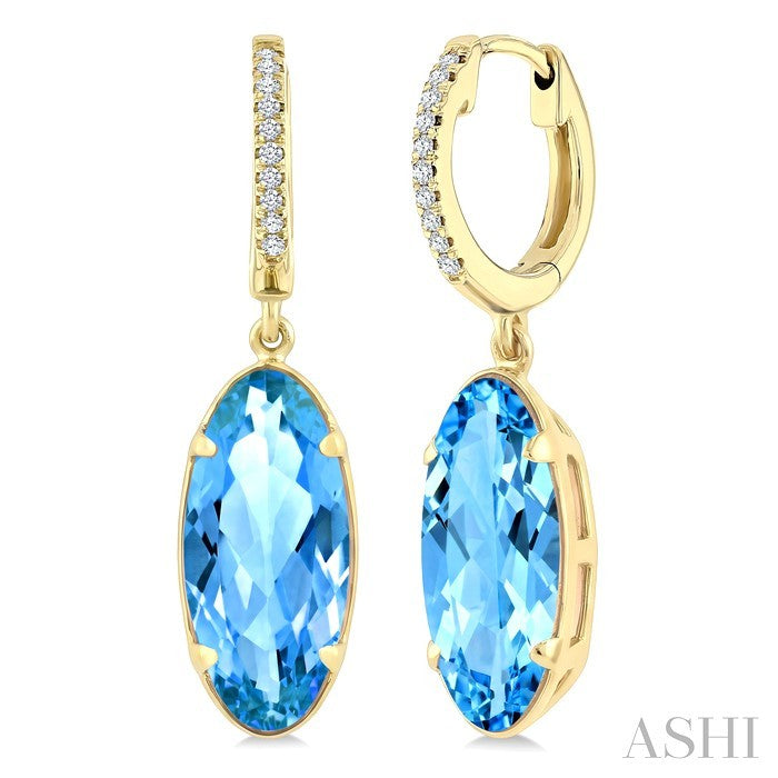 Evoque Gemstone Oval Shape & Diamond Earrings
