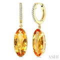 Evoque Gemstone Oval Shape & Diamond Earrings