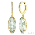 Evoque Gemstone Oval Shape & Diamond Earrings