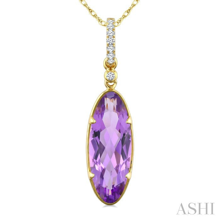 Evoque Gemstone Oval Shape & Diamond Pendant