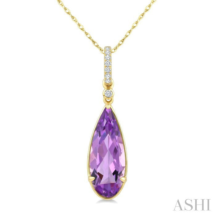 Evoque Gemstone Pear Shape & Diamond Pendant