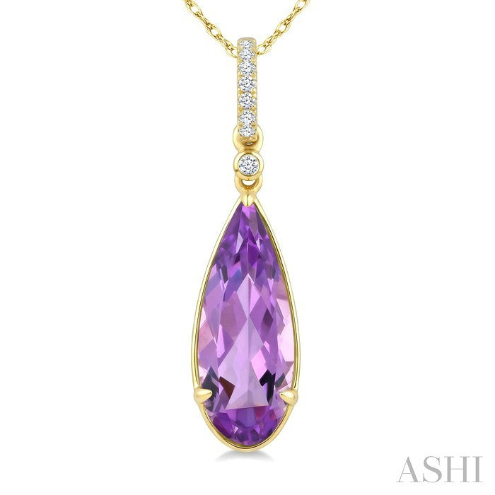 Evoque Gemstone Pear Shape & Diamond Pendant