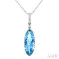 Evoque Gemstone Oval Shape & Diamond Pendant