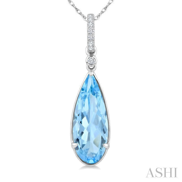 Evoque Gemstone Pear Shape & Diamond Pendant