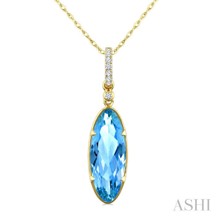 Evoque Gemstone Oval Shape & Diamond Pendant