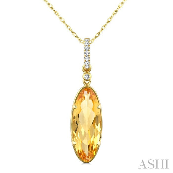 Evoque Gemstone Oval Shape & Diamond Pendant